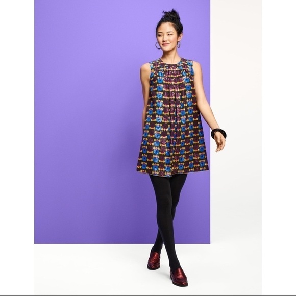 NWT ANNA SUI X Target Multicolor Crew Neck Metallic Shift Mini Dress Small - Picture 1 of 5